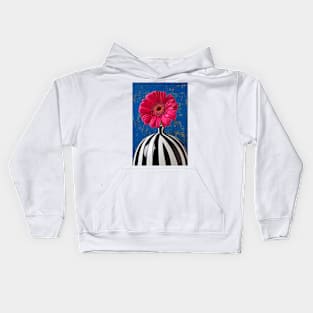 Dark Pink Mum In Striped Vase Kids Hoodie